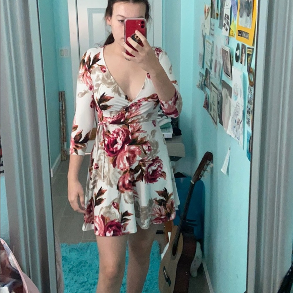 floral wrap dress